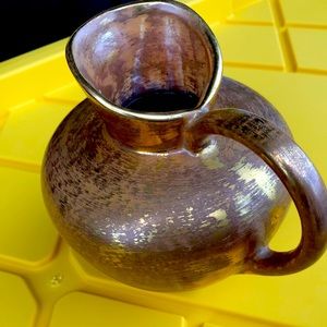 Vintage Mid Century Stangl Hand Painted Granada Gold Ceramic Art Pottery Pitcher